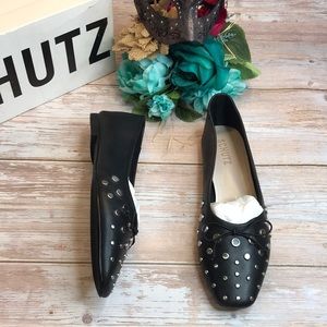SCHUTZ Black Perla Embellished Flats